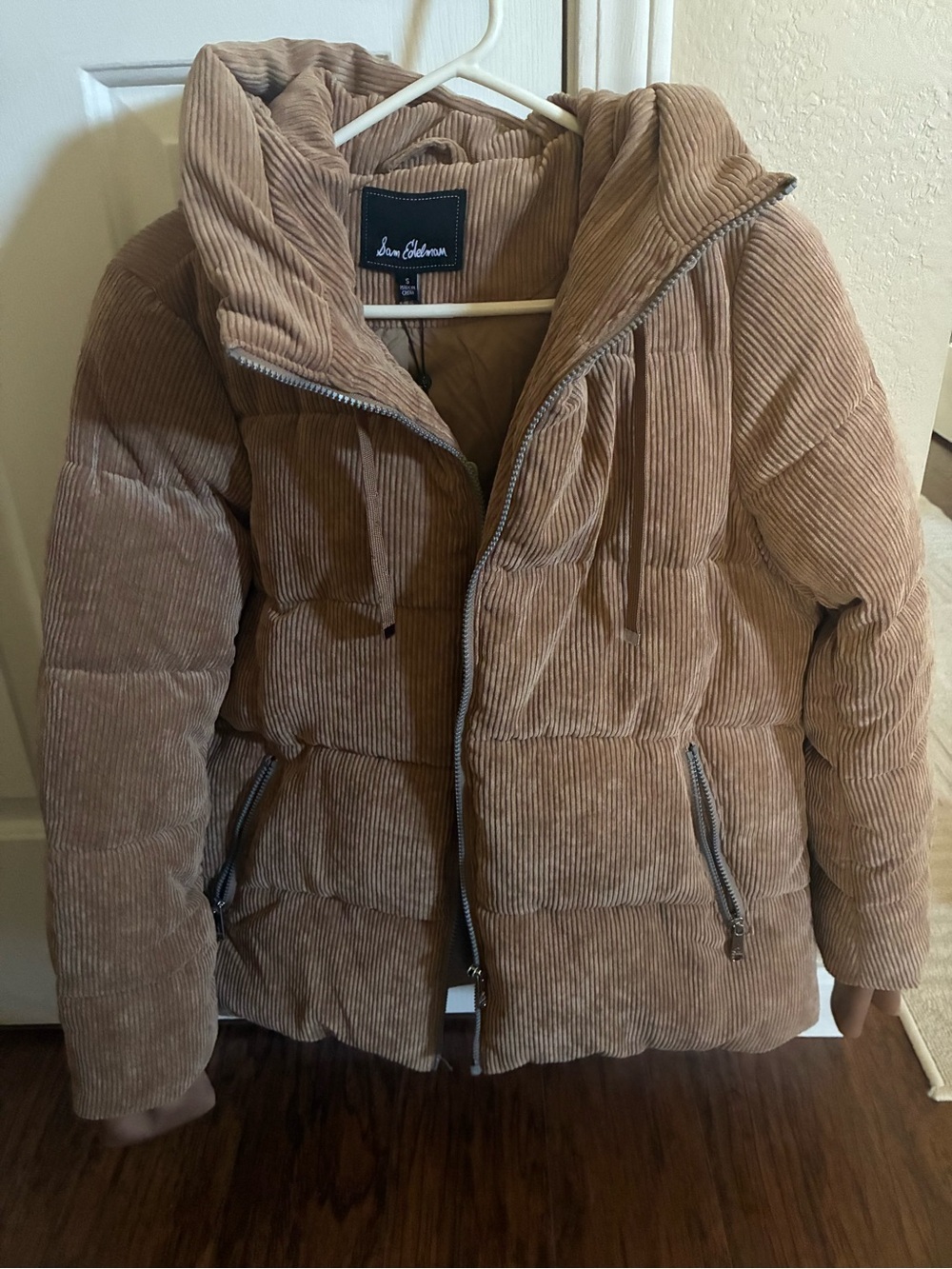 Sam Edelman Corduroy Puffer Jacket in Beige-Tan